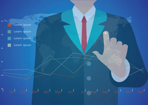 Hombre de negocios mano trabajando con la nueva computadora moderna y negocios s — Vector de stock