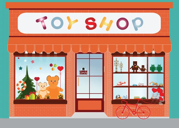 Toy shop skyltfönster. — Stock vektor