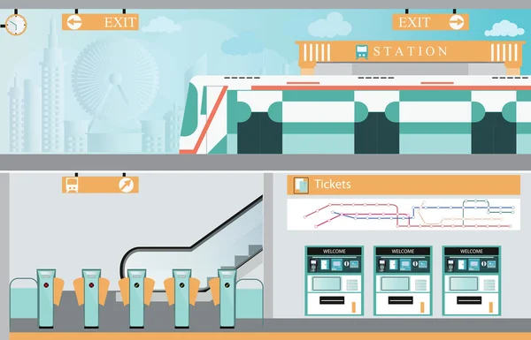 Metro interior del ferrocarril . — Archivo Imágenes Vectoriales