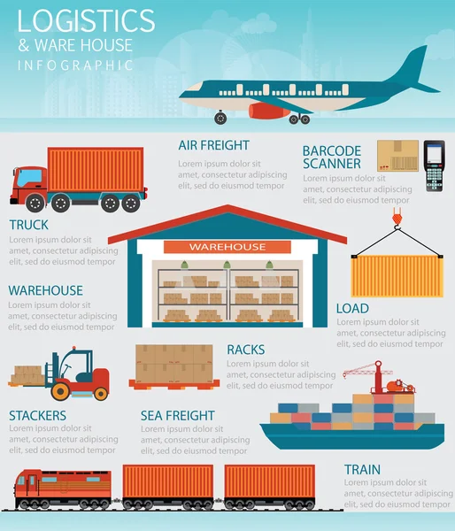 Infographic της Βιομηχανική αποθήκη. — Διανυσματικό Αρχείο