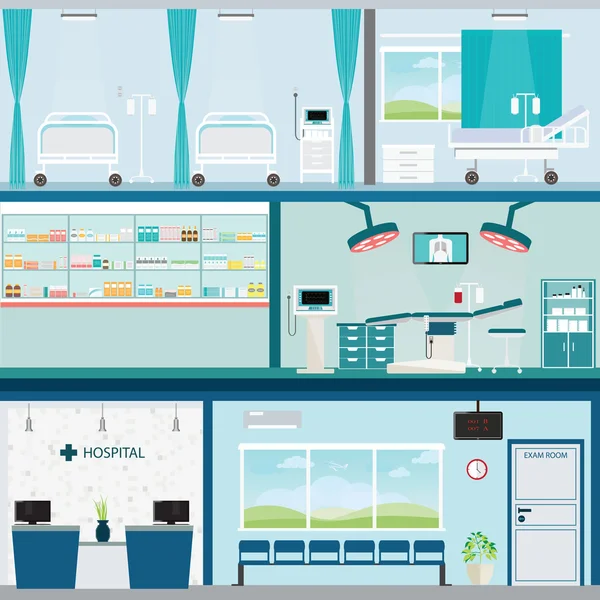 Info gráfico da sala de cirurgia do hospital médico . — Vetor de Stock