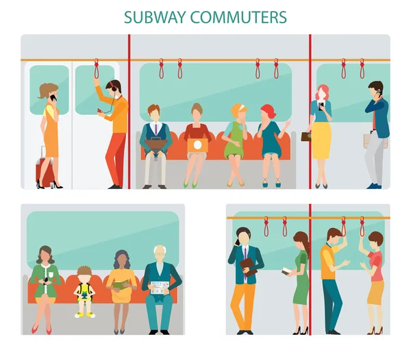 Commuters metro tasarım. — Stok Vektör
