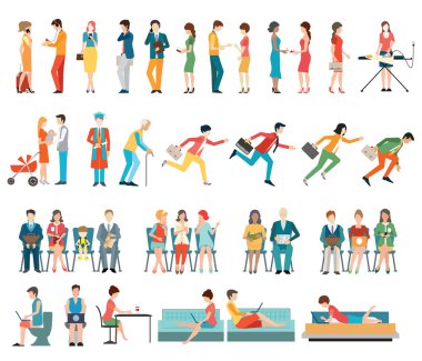 Kalabalık insan karakter karikatür.