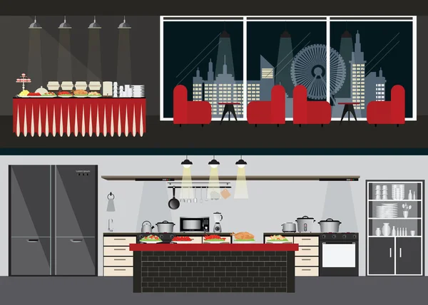 Комплект интерьеров ресторана . — стоковый вектор