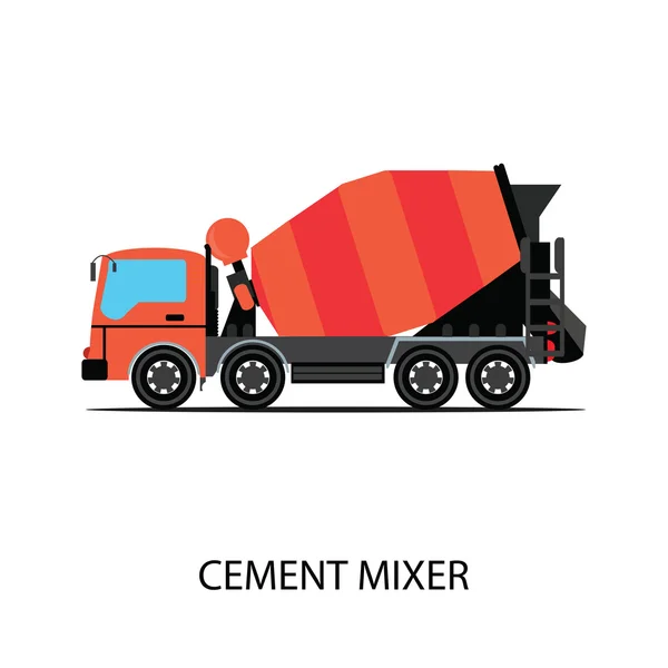 흰색 배경에 고립 된 시멘트 믹서 트럭. — 스톡 벡터
