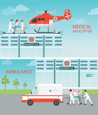Tıbbi acil helikopter helikopter ve Ambulan bilgi grafiği