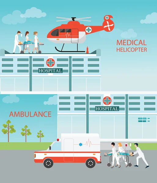 Tıbbi acil helikopter helikopter ve Ambulan bilgi grafiği