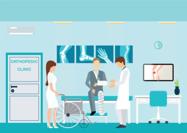 Doktor ve hasta ortopedik kliniklerde ve tanı merkezleri.