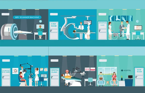 Doktorlar ve hastanelerde hastaların.