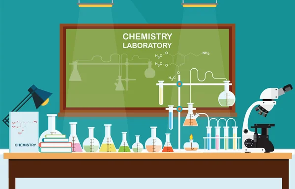 Laboratoire chimique Leçon de science . — Image vectorielle