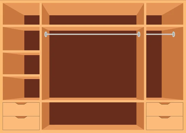 平面设计走入式衣柜与货架上. — 图库矢量图片