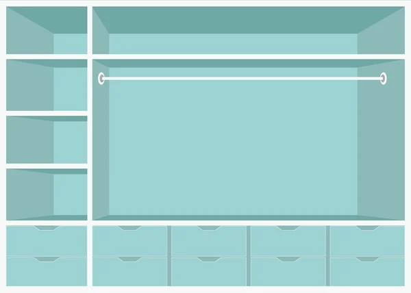Cabina armadio Flat Design con ripiani . — Vettoriale Stock