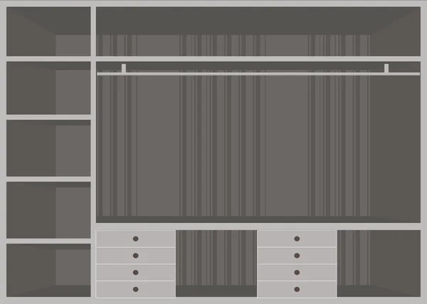 Flat Design promenade dans le placard avec étagères . — Image vectorielle