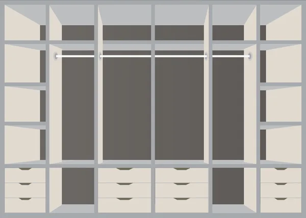 平面设计走入式衣柜与货架上 — 图库矢量图片
