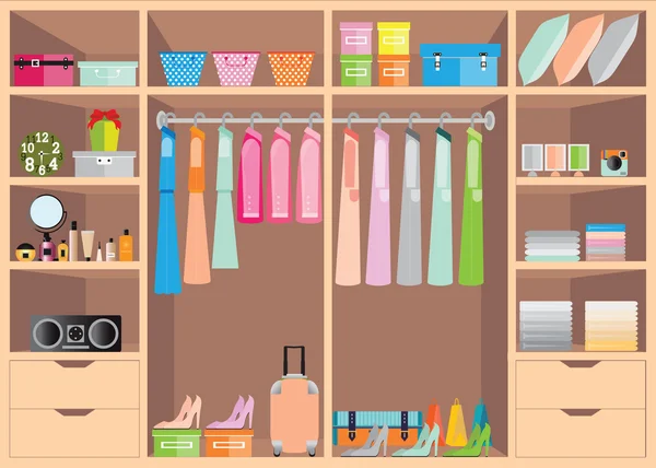 Piso de diseño walk in closet con estantes . — Archivo Imágenes Vectoriales