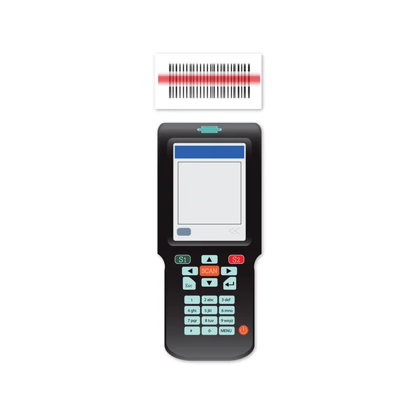 Handheld Mobile Computer in hand or scanner barcode. — Stock Vector