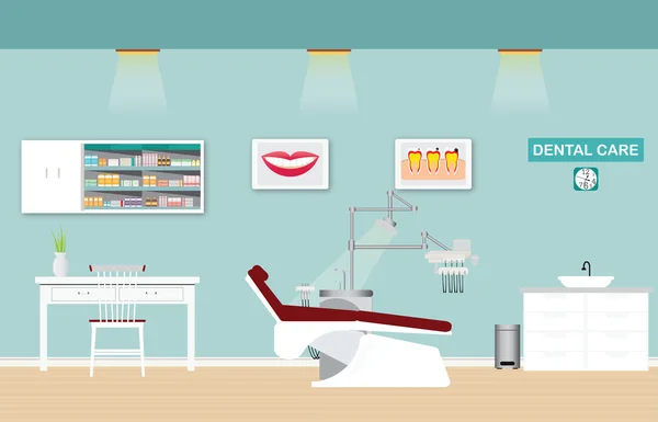 Clinique de soins dentaires ou cabinet de dentiste intérieur . — Image vectorielle