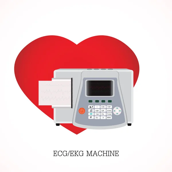 ЭКГ или ЭКГ машина с интегрированным принтером . — стоковый вектор