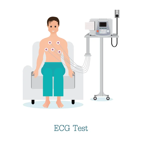 Prueba de ECG o la prueba cardíaca con el paciente . — Vector de stock