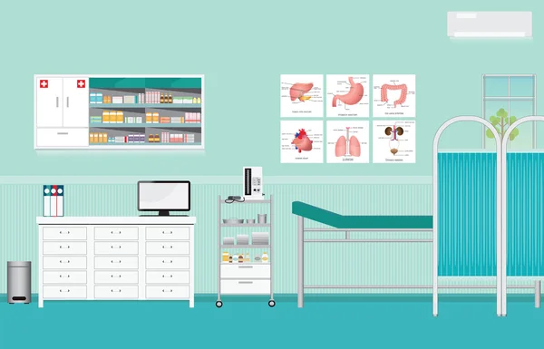 Medizinische Untersuchung oder medizinischer Check im Innenraum. — Stockvektor