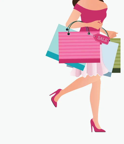 Mujer con bolsas de compras. — Vector de stock