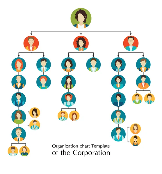 Plantilla de organigrama del jerárquico de negocio corporativo — Vector de stock