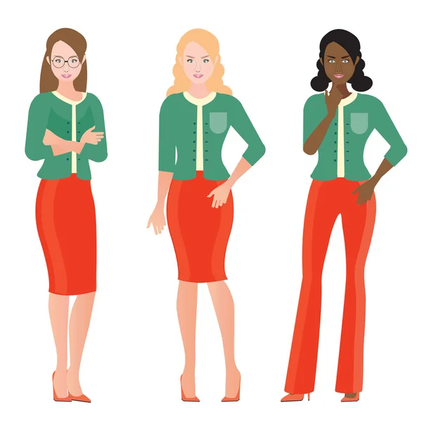 Personagem de desenhos animados de mulheres de negócios em terno inteligente —  Vetores de Stock
