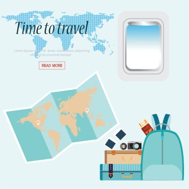 Zaman seyahat uçak pencere ve Bagaj ile kavramsal