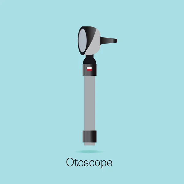 Um Otoscópio sendo usado para inspecionar uma orelha isolada no backg branco —  Vetores de Stock