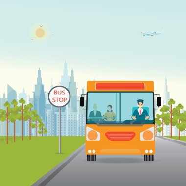 Otobüs otobüs şoförü ve yolcu içinde.