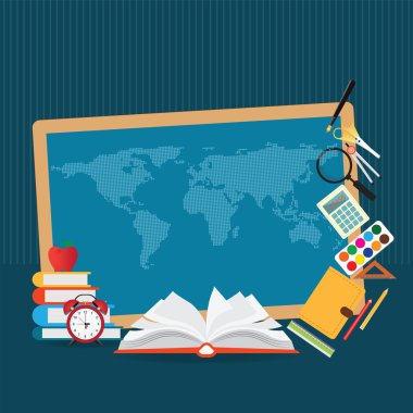 Eğitim tasarım arka plan ile Dünya Haritası.
