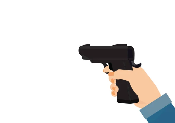 Kvinna Hand Håller Pistol Isolerad Vit Bakgrund — Stock vektor