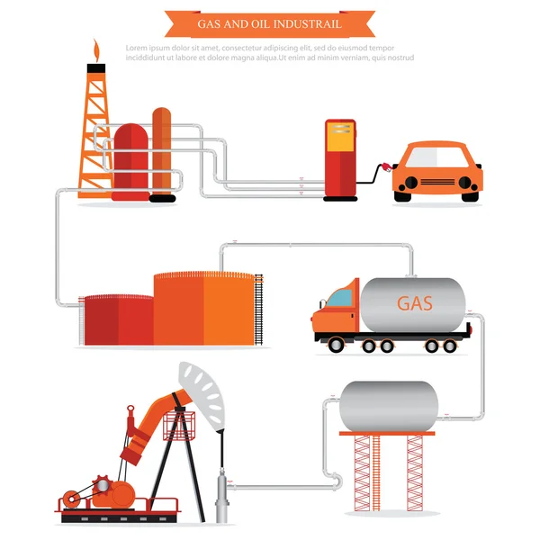 Infográfico industrial de gás e petróleo . — Vetor de Stock