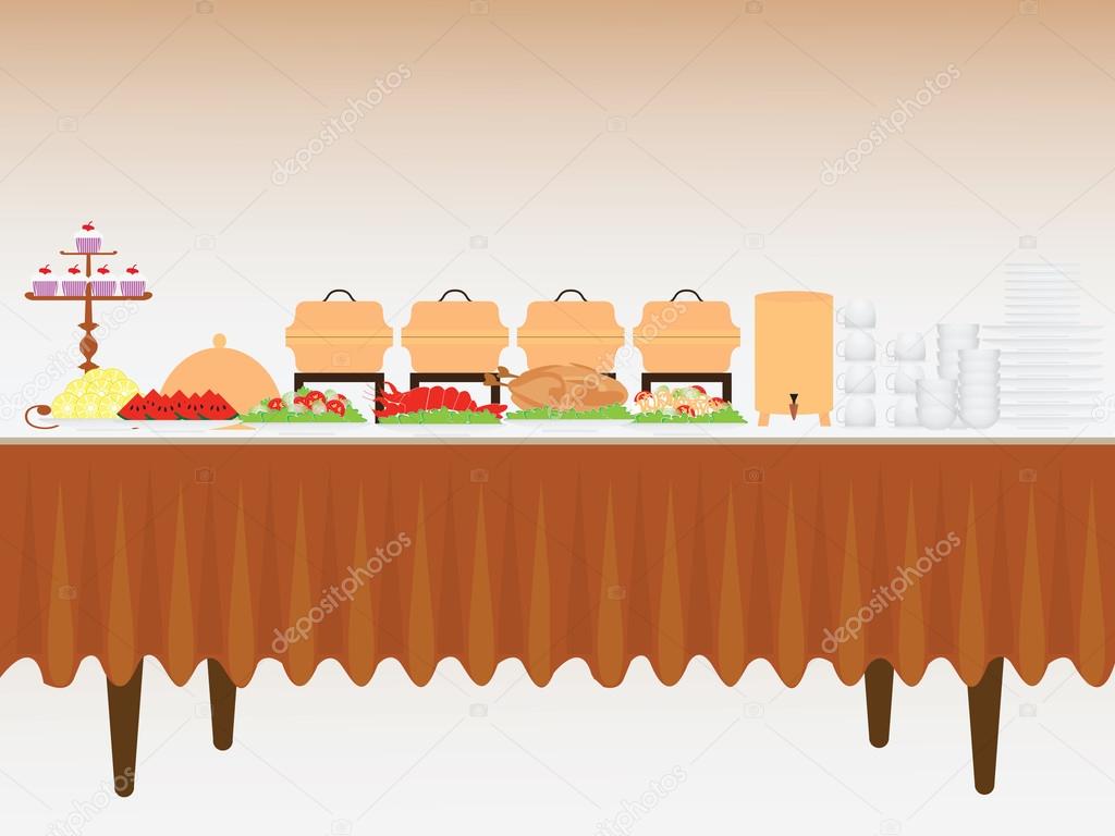 Buffet table.