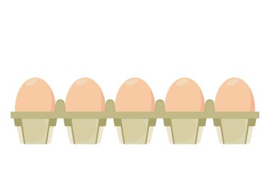 Panel paper eggs isolated on white background. Egg panel on conveyor belt.Chickens Laying Eggs.Production Farm Line, Vector Illustration.