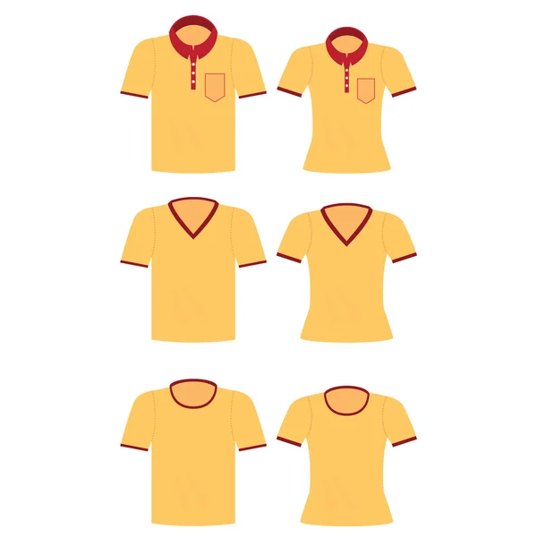 Chemise jaune pour hommes et femmes . — Image vectorielle