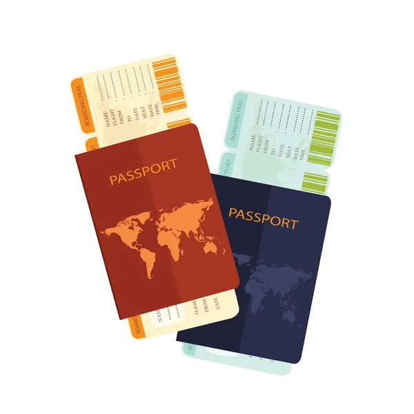 Pasaporte con billete de avión  . — Vector de stock