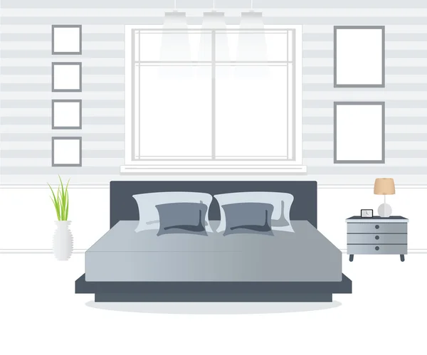 Dormitorio diseño interior. — Vector de stock