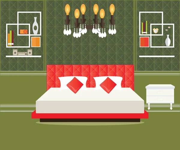 Dormitorio diseño interior. — Vector de stock