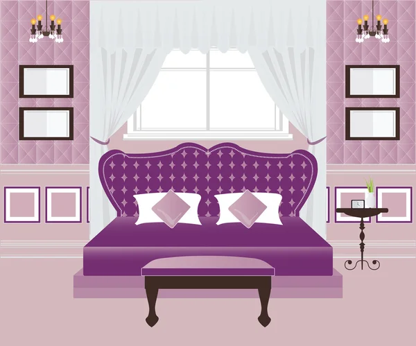 Dormitorio diseño interior. — Vector de stock