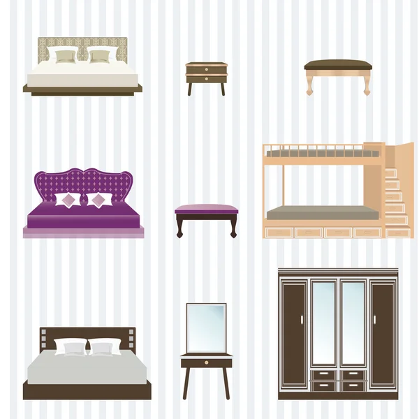 Diseño de muebles de dormitorio . — Vector de stock