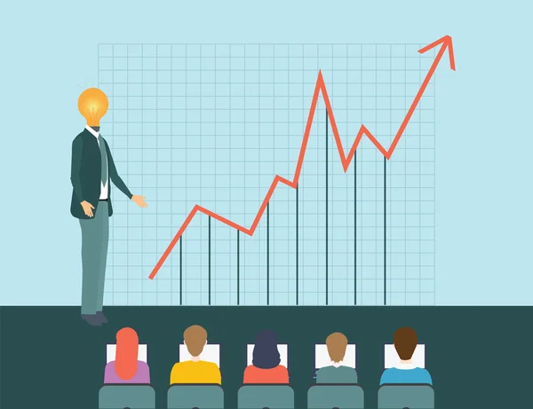 Lâmpada de lâmpada de cabeça e equipe de negócios . —  Vetores de Stock