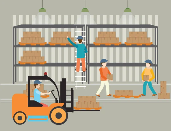 Ambar yükle kutularının işçileri.