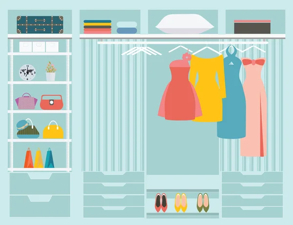 Piso de diseño walk in closet . — Vector de stock