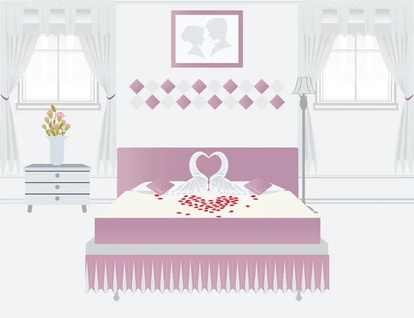 Dormitorio diseño interior. — Vector de stock