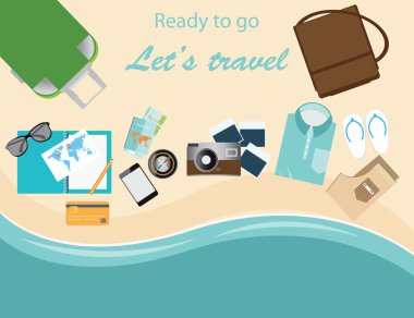 Seyahat çanta seyahat tatil kavramsal vektör illustrati