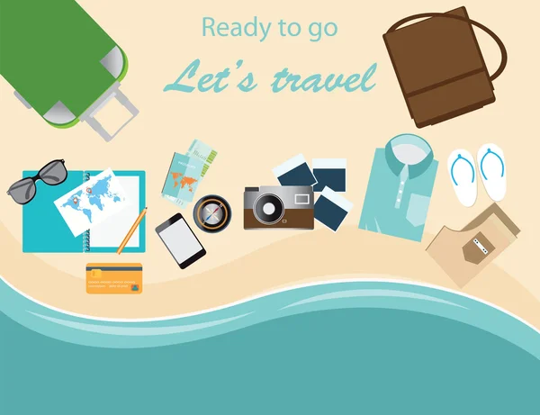 Podróżnicy walizka podróży wakacje wektor pojęciowy illustrati — Wektor stockowy