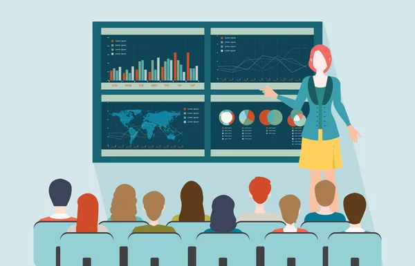 İş kadını kıyafetli sunu yapma.