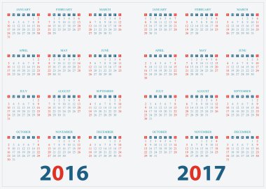 2016 2017 tasarım için takvim.