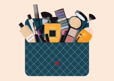 Makyaj kozmetik çanta aksesuarları ile.